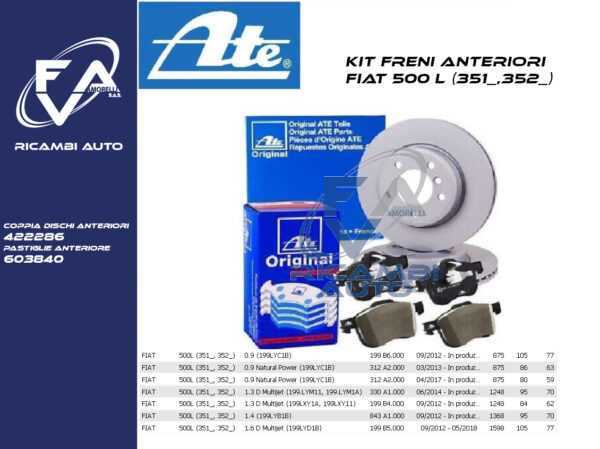 KIT Freni anteriori 500L 351_352_ ATE