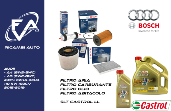 Kit Tagliando, Filtri Bosch e olio per Audi A4 B9 - FAV