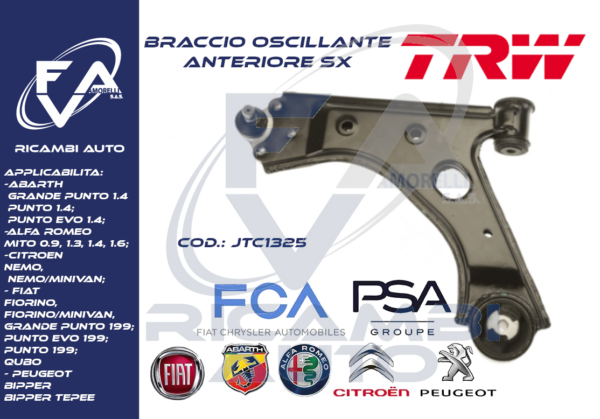 JTC1325 braccio oscillante anteriore sx punto mito fiorino bipper nemo