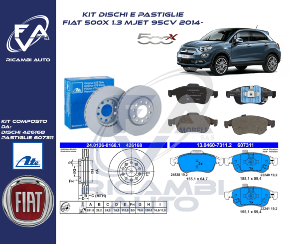 Kit Freni Ant fiat 500x 1.3 mjet 2014-