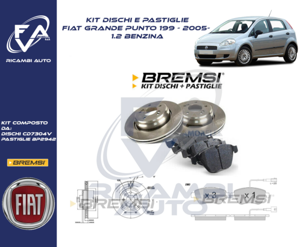 Kit Freni Anteriori Fiat Grande Punto 1.2 BENZINA - Bremsi