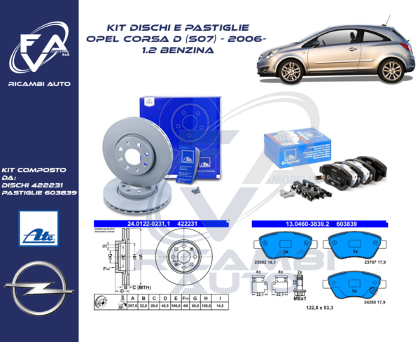 Kit Freni Ant opel corsa d 1.2 BENZ. 2006- ATE