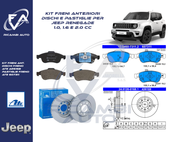 Kit freni anteriori Ate JEEP RENEGADE