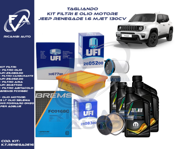 Kit tagliando JEEP RENEGADE 1.6 mjet 130CV