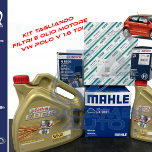 Kit tagliando VW Polo V 1.6 TDi - 4 Filtri e 5 Lt olio motore Castrol 5w30 Edge LL - KITTAGL.POLO1.6