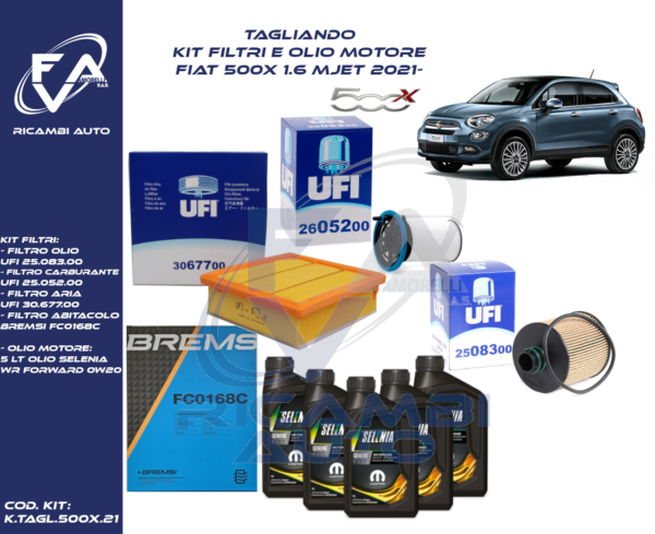 Kit tagliando fiat 500x 1.6 mjet 2021