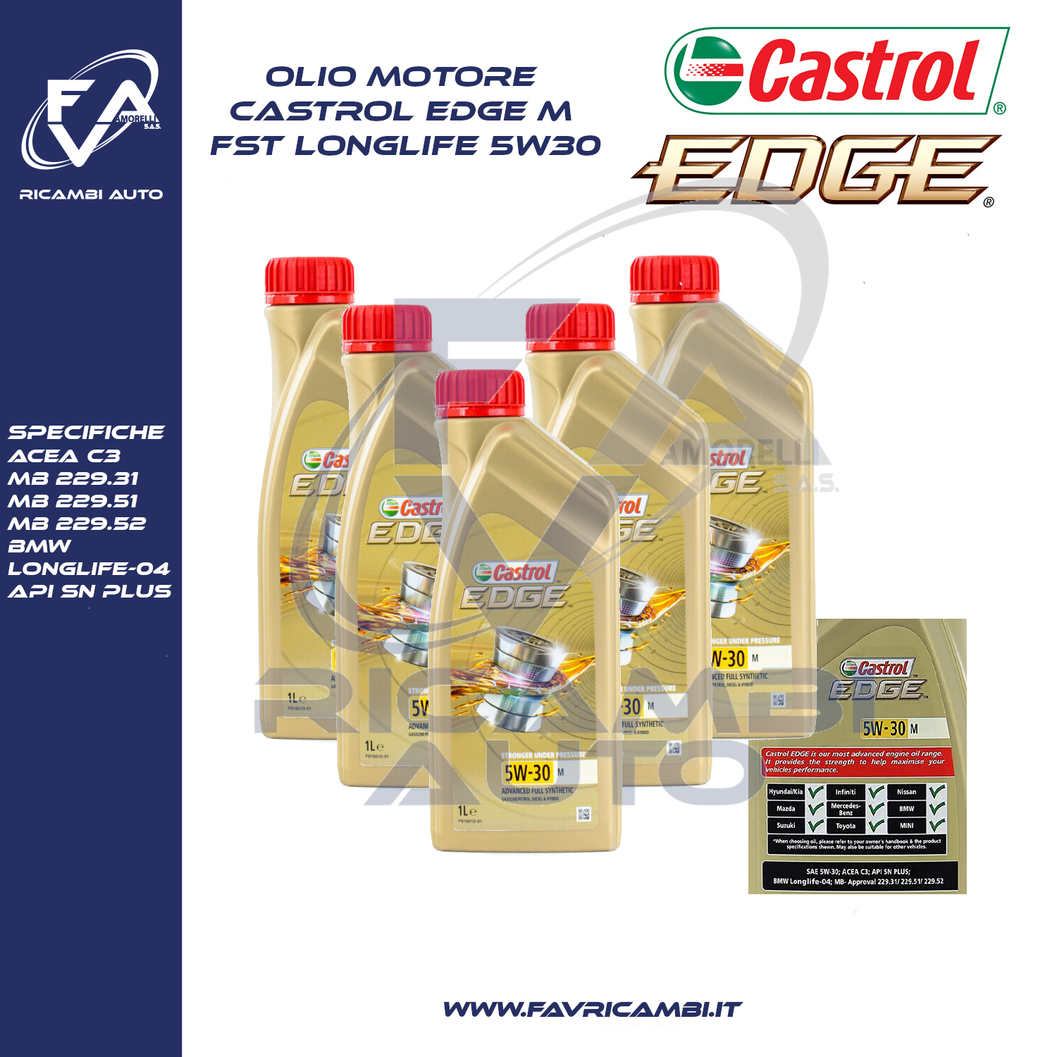 OLIO MOTORE CASTROL EDGE 5W30 M 1L - F.A.V. di Amorelli Vincenzo