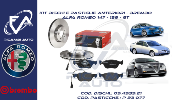 KIT dischi e pastiglie ANTERIORI - Brembo ALFA ROMEO 147 - 156 - GT