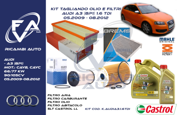 Kit Tagliando AUDI A3 (8P1) 1.6 TDI