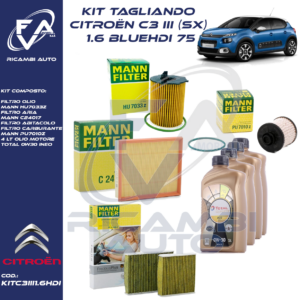 Kit tagliando C3 III SX 1.6 BLUEHDi 75 2016-