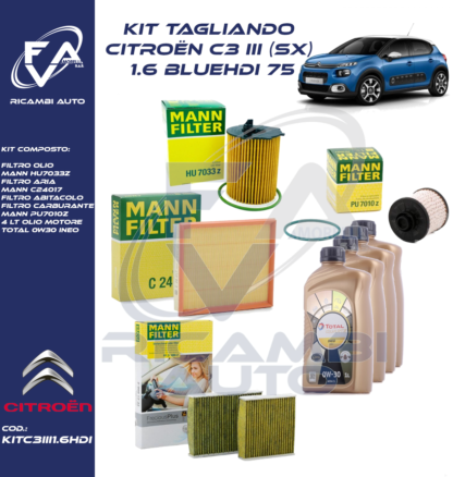 Kit tagliando C3 III SX 1.6 BLUEHDi 75 2016-