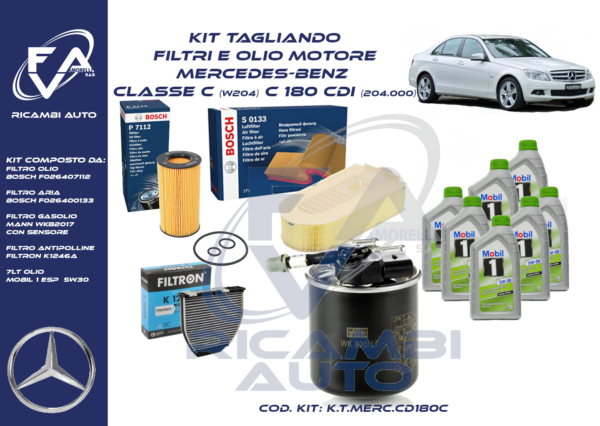 Kit tagliando MERCEDES CLASSE C W204 C180 CDI