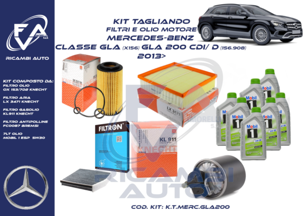 Kit tagliando MERCEDES CLASSE GLA X156 200 CDI