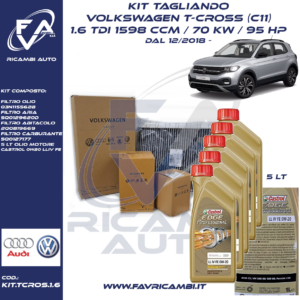 Kit tagliando T-CROSS 1.6 TDi 2018-