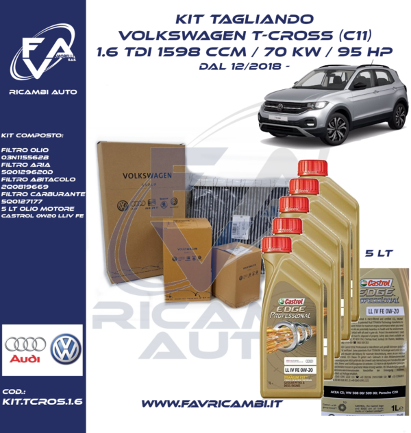 Kit tagliando T-CROSS 1.6 TDi 2018-