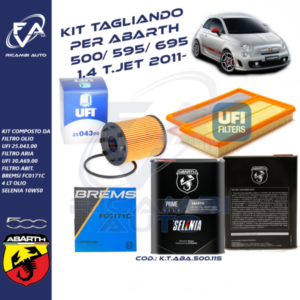 Kit tagliando Abarth 500, 595, 695 1.4 2011- SELENIA