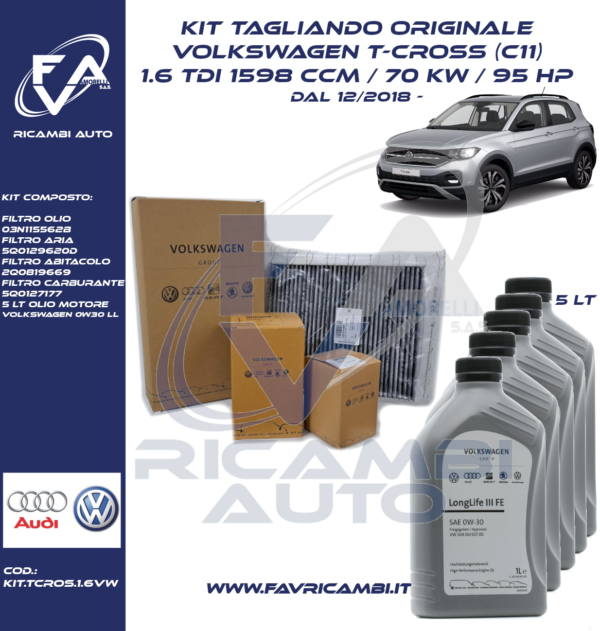 Kit tagliando originale T-CROSS 1.6 TDi 2018-