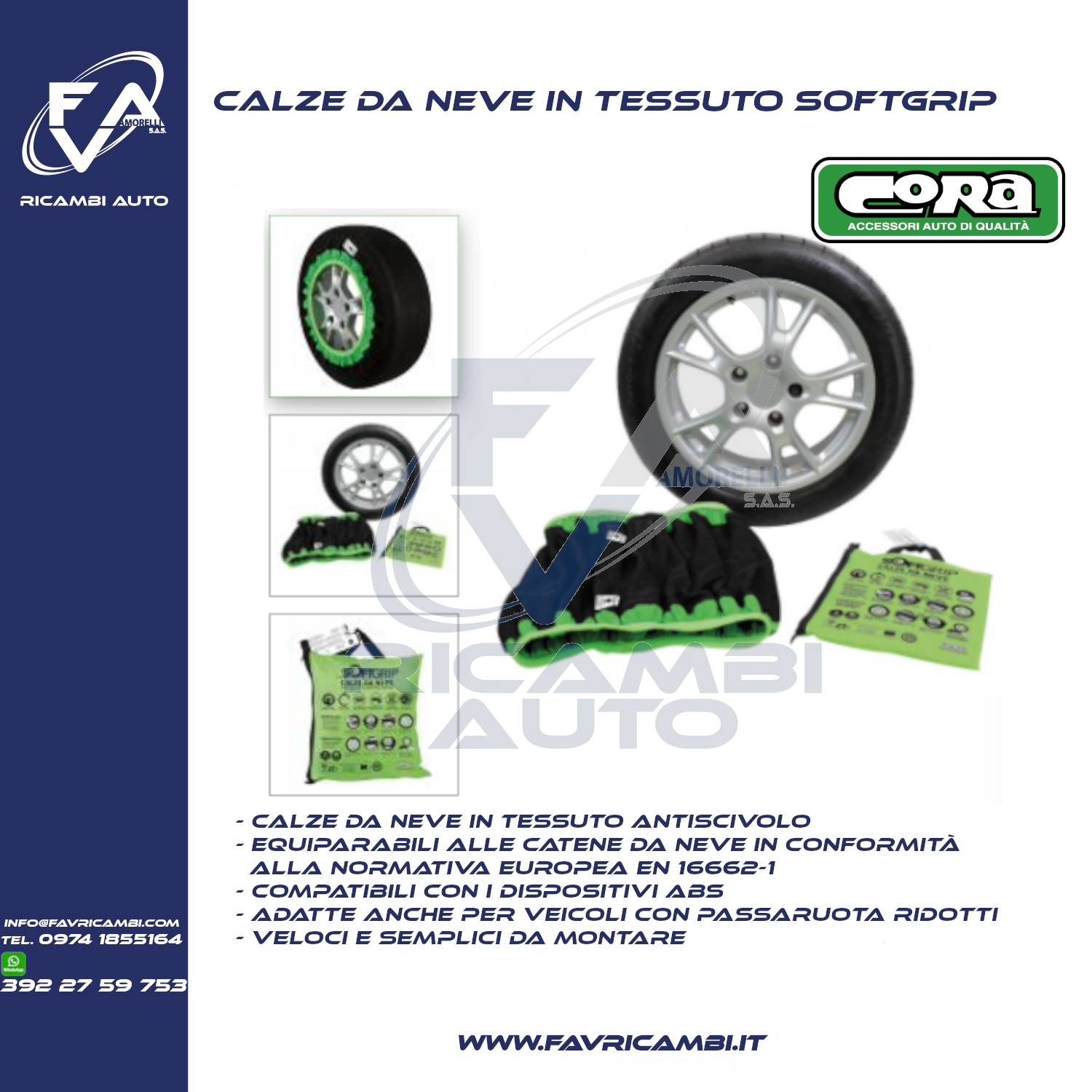 Cora Calze da neve auto SoftGrip 5 per pneumatici misure 265/35-21