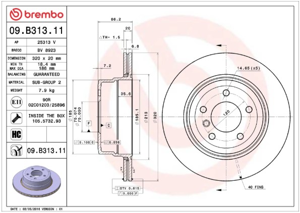 DISCHI FRENO BREMBO 09.B313.11 BMW